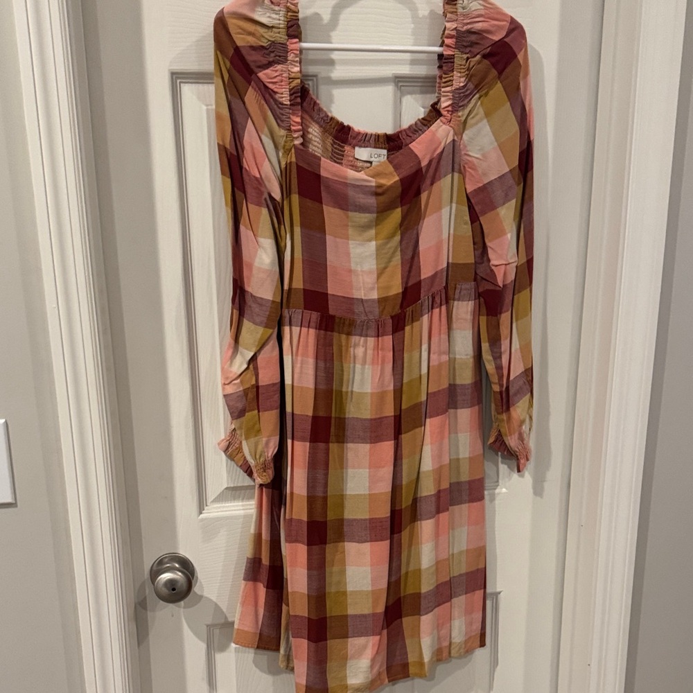 LOFT Multicolor Plaid Dress